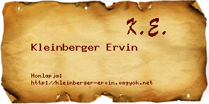 Kleinberger Ervin névjegykártya